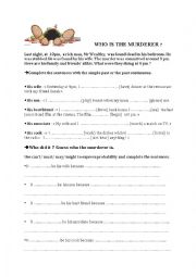 English Worksheet: Who is the murderer ? 