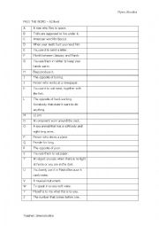 English Worksheet: Pass the Word A2 level