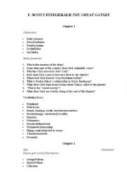 English Worksheet: F. SCOTT FITZGERALD THE GREAT GATSBY