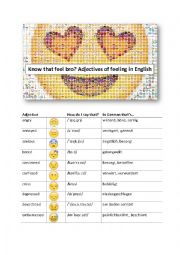 Adjectives of feeling