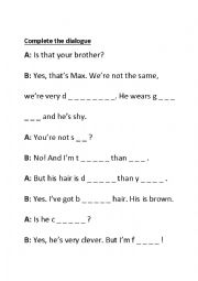 English Worksheet: Describing people - complete the dialogue