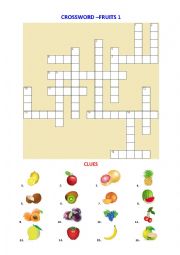 English Worksheet: Crossword - Fruits 1
