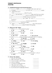 English Worksheet: present continuous elementary
