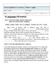 English Worksheet: End of term 1 test