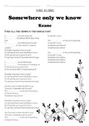 English Worksheet: Somewhere only we know