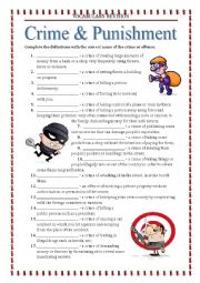 English Worksheet: Vocabulary Revision 7 -crime and punishment