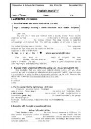 English Worksheet: english test second formers