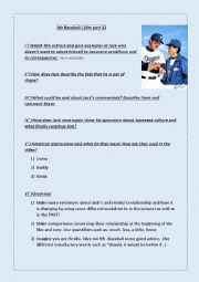 English Worksheet: Mr Baseball part 3