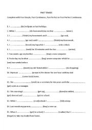 English Worksheet: past tenses