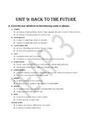 English Worksheet: Interchange Vocabulary Unit 9