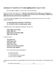 English Worksheet: alliteation 