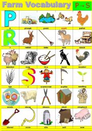 English Worksheet: Farm vocabulary - Pictionary -   P to S