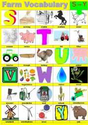 Farm vocabulary - Pictionary -  S to Y