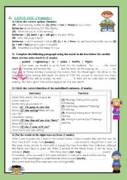 English Worksheet: full term test 1 8th form part 2 Language