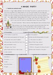 English Worksheet: A magic Party