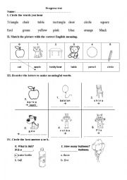 English Worksheet: test for first friend 1
