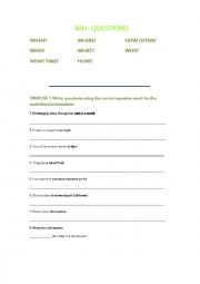 English Worksheet: Wh-questions