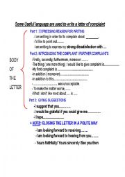 English Worksheet: outline writing a letter of complaint