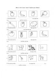 English Worksheet: Odd one out