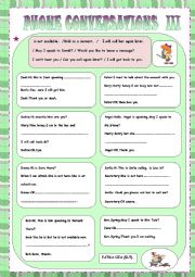 English Worksheet: PHONE CONVERSATION 3 /Complete the dialogue