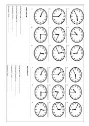 English Worksheet: telling the time