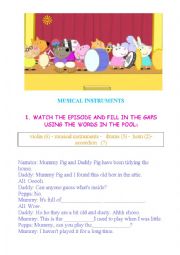 English Worksheet: PEPPA PIG - MUSICAL INSTRUMENTS