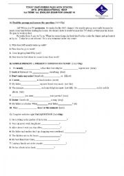English Worksheet: Examination For 10th Grade