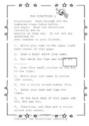 English Worksheet: Directions Quiz 