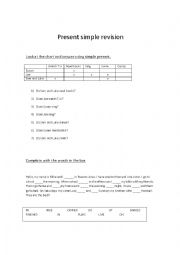 English Worksheet: Present simple revision