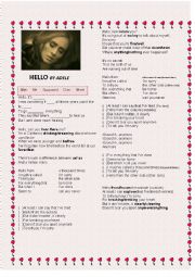 English Worksheet: Hello Adele