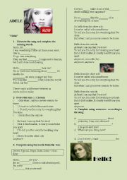 English Worksheet: Adele- Hello