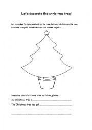 English Worksheet: Lets decorate the Christmas tree :-)