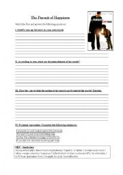 English Worksheet: Worksheet The pursuit of Happiness