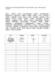 English Worksheet: Toys and other words