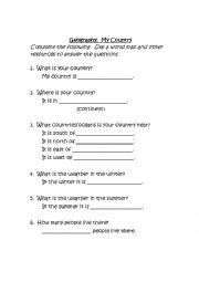 English Worksheet: Geography Activity - My Country