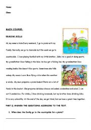 English Worksheet: reading comprehension, there is , there are