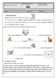 English Worksheet: mid-term test 1  7th form