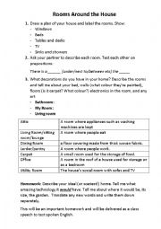 English Worksheet: Rooms around the house