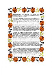English Worksheet: Halloween Reading Comprehension
