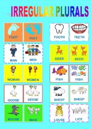 English Worksheet: IRREGULAR PLURALS