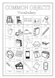 English Worksheet: Objects Picture Dictionary