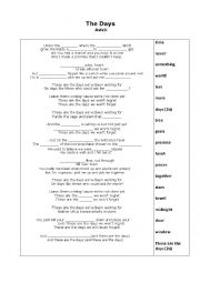 English Worksheet: The Days by Avicii_Fill in the Blanks