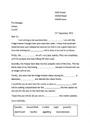 Reading comprehension - Formal letter of complaint