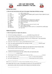 English Worksheet: how i met your mother s01e08 video lesson