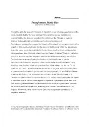 English Worksheet: Transformers Movie Plot Reading