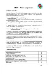 English Worksheet: MTV music project