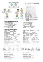 English Worksheet: family members and possessive adjectives