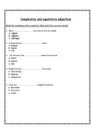 English Worksheet: Comparative and superlative adjectives