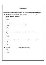 English Worksheet: Phrasal verbs