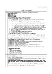 English Worksheet: Farewell Activity Planning Sheet 